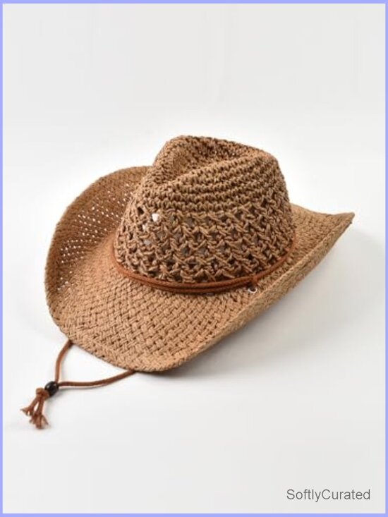 Woven Straw Cowgirl Sun Hat Country Concert Outfit Braided Boho